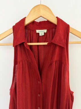 Sundance Maxi‎ Dress Size Small Rust Linen Blend Button Front Tiered EUC